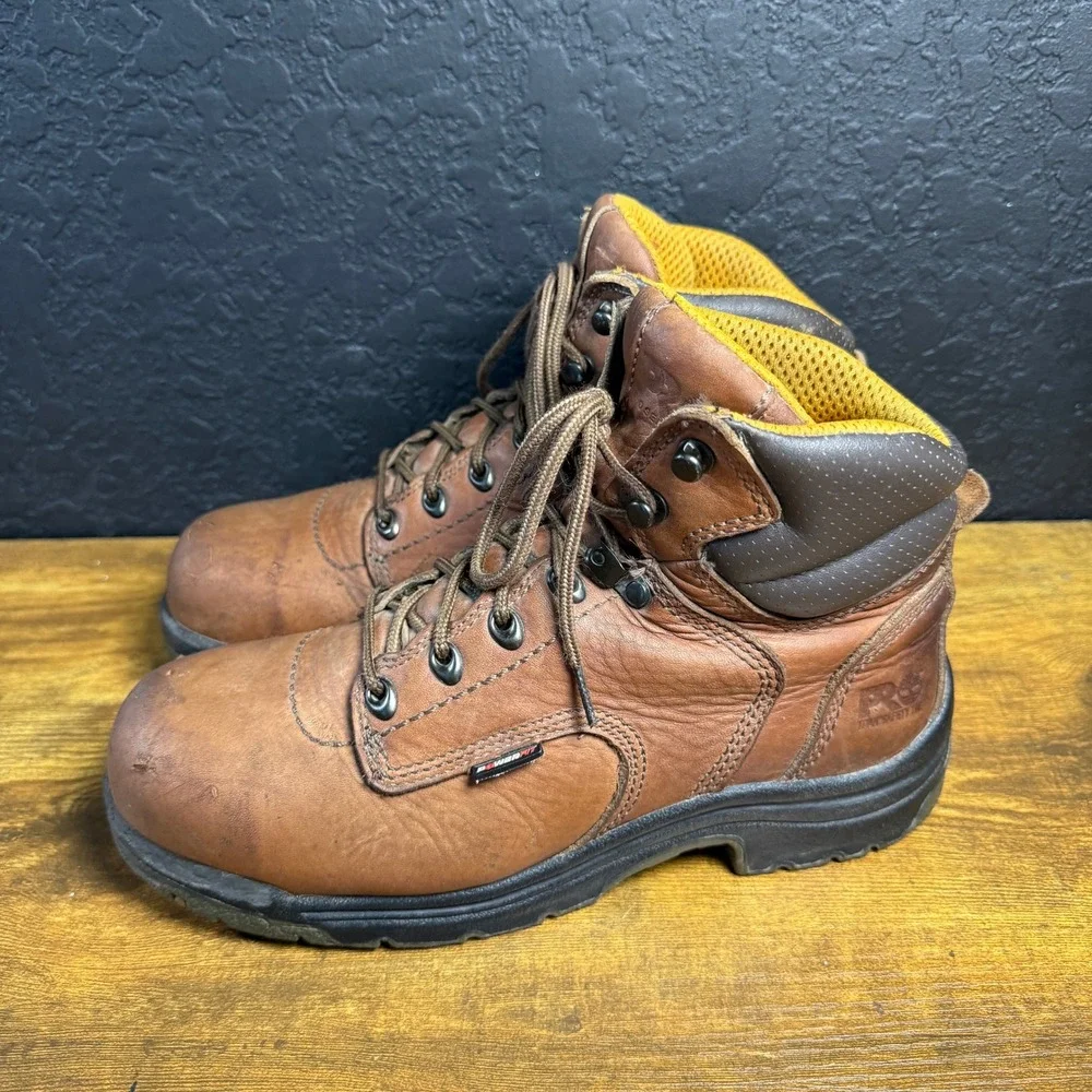 Timberland PRO Titan 26388 Brown Leather Safety Toe Work Boots Mens Size 8.5
